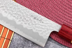 Couteau nakiri japonais artisanal Tsunehisa Aogami Super martelé 16,5cm