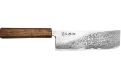 Couteau nakiri japonais artisanal Wusaki Unagi AUS10 damas 16,5cm manche chêne