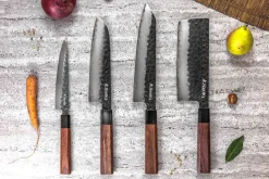 Couteau nakiri Sayuto Séquoia San Mai martelé 17cm
