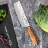 Couteau nakiri Wusaki Damas 10Cr 17cm manche en olivier