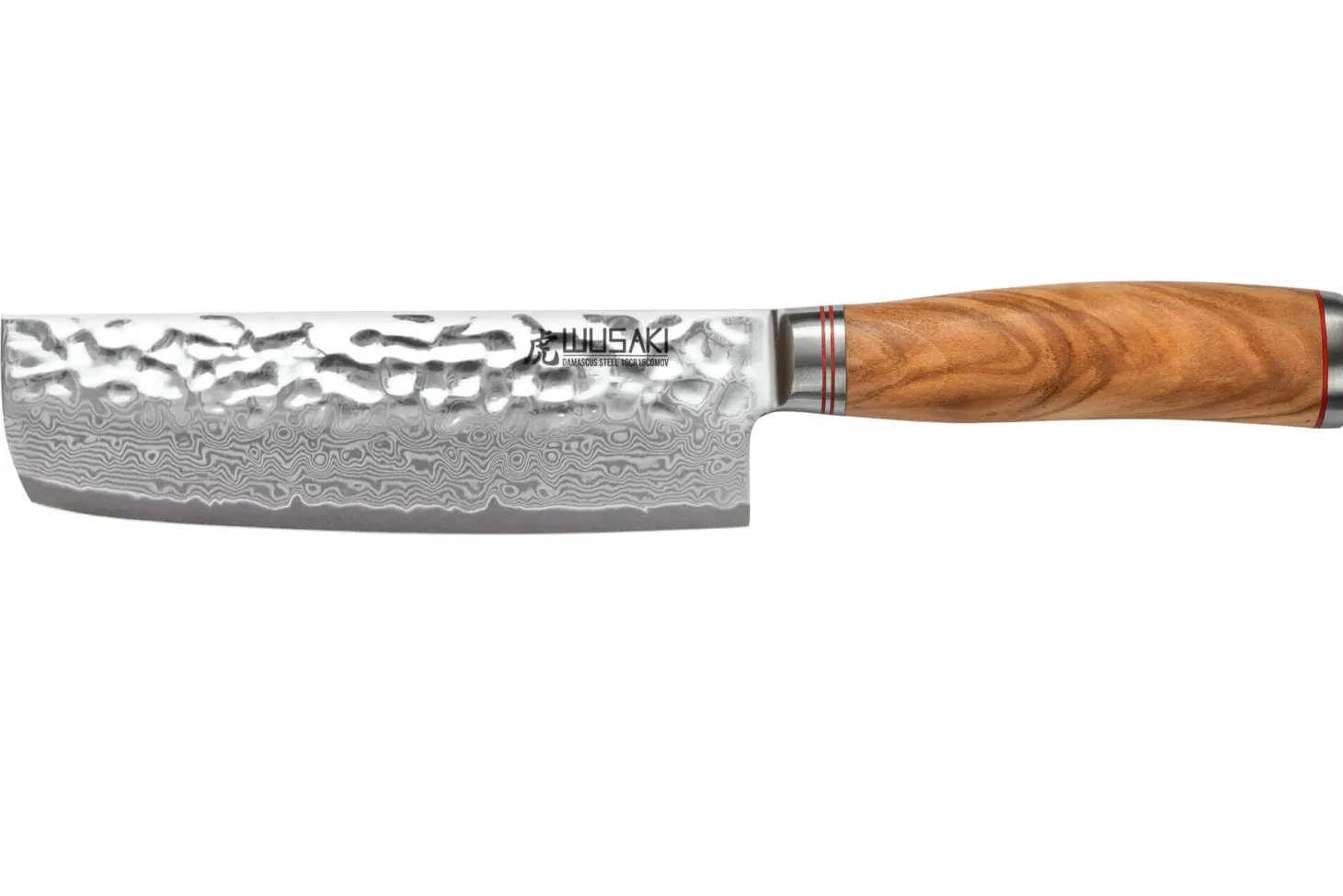 Couteau nakiri Wusaki Damas 10Cr 17cm manche en olivier