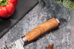 Couteau nakiri Wusaki Damas 10Cr 17cm manche en olivier