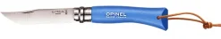 Couteau opinel Acidulé n°07 lame 8cm virole tournante manche azur + cordon