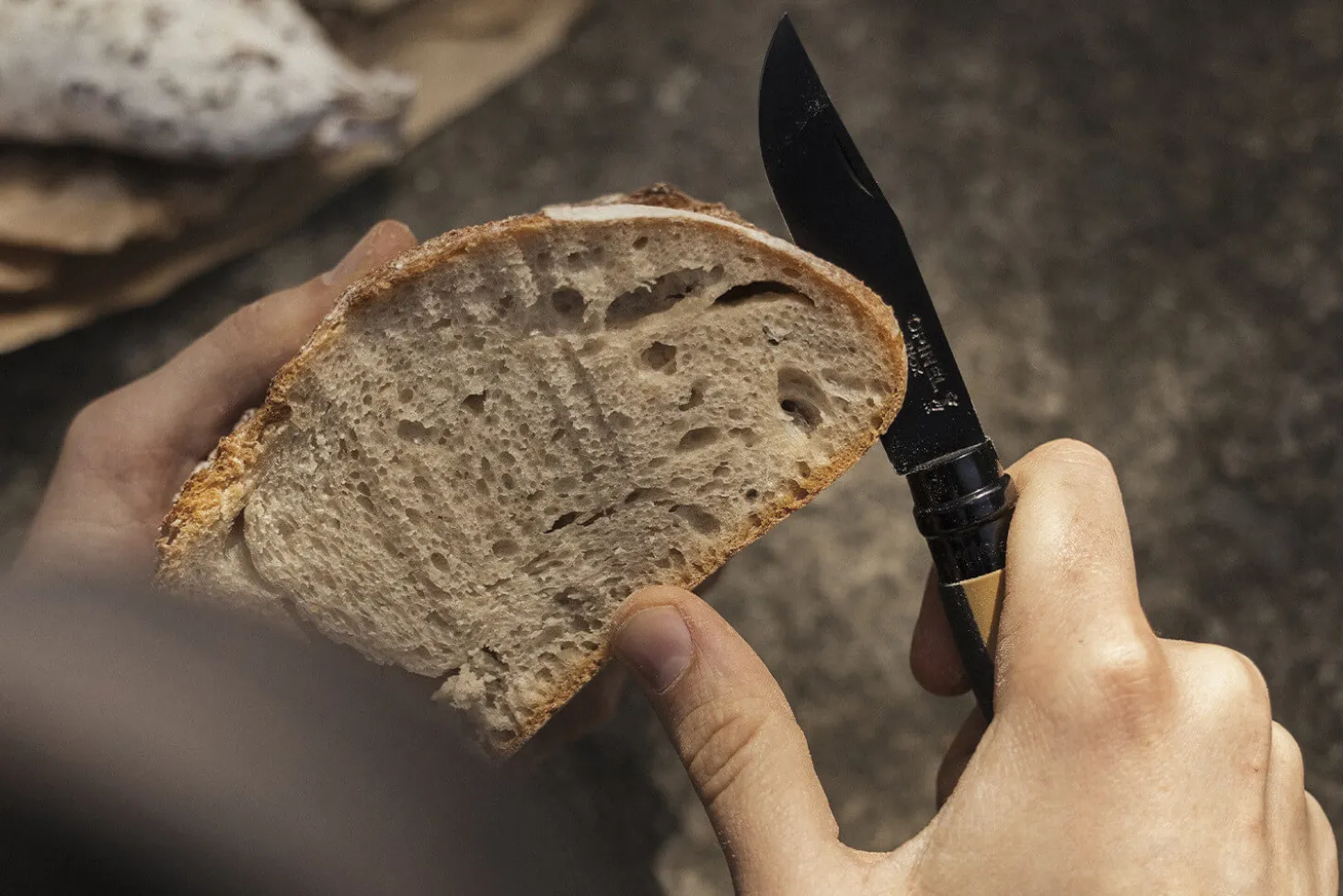 Couteau Opinel N°08 Horizon moutarde & noir