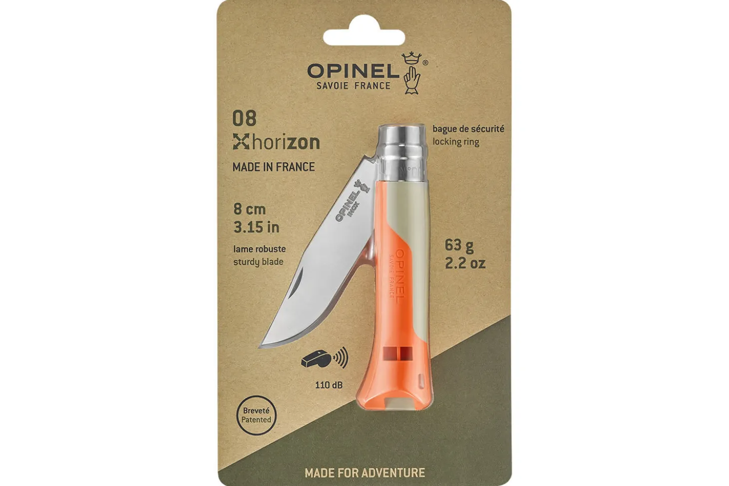 Couteau Opinel N°08 Horizon orange