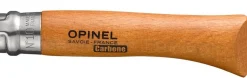 Couteau Opinel Tradition Carbone n°10 lame 10cm manche hêtre + virole tournante