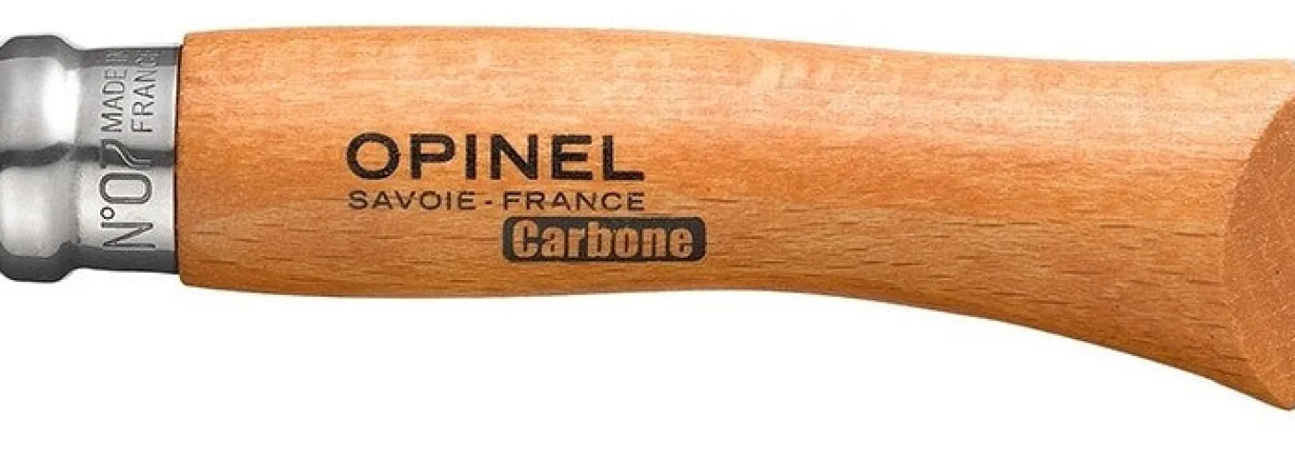 Couteau Opinel Tradition Carbone n°07 lame 8cm manche hêtre avec virole tournante