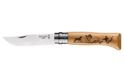 Couteau Opinel Tradition Gravures Animalia n°8 lame 8,5cm manche chêne décor chiens