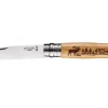Couteau Opinel Tradition Gravures Animalia n°8 lame 8,5cm manche 11cm chêne décor cerf