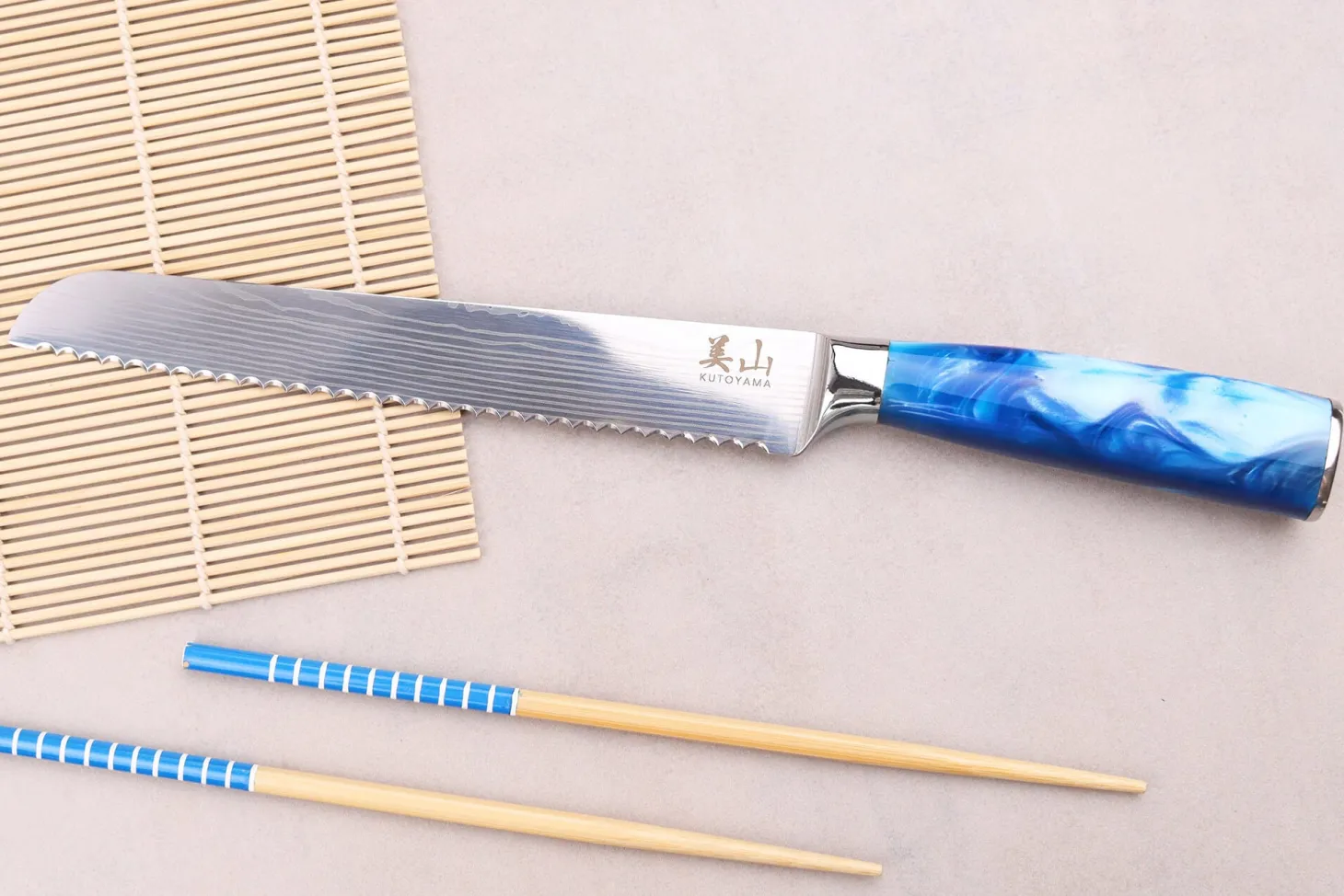 Couteau à pain 20cm Kutoyama Blue Wave