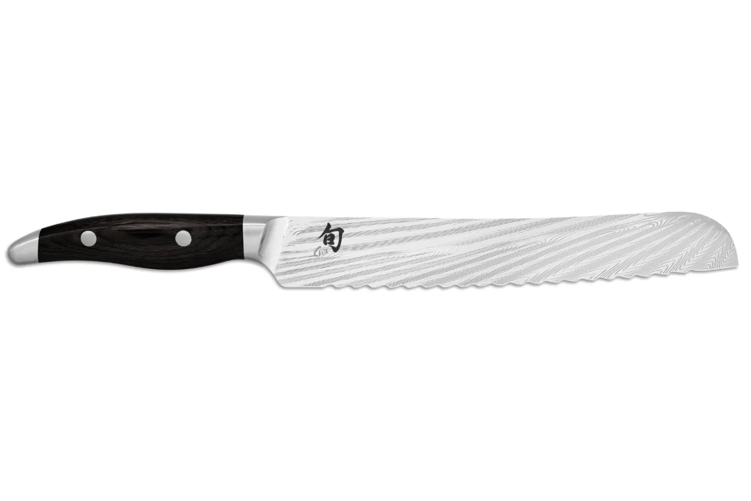 Couteau à pain japonais KAI Shun Nagare Black lame dentée damas 72 couches Dual Core 23cm manche bombé