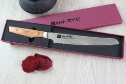 Couteau à pain japonais Shimomura Un-Ryu 21cm damas 33 couches
