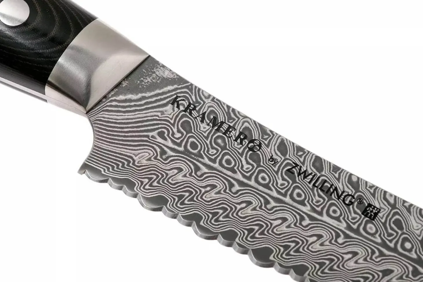 Couteau à pain japonais Zwilling Kramer Euro Stainless 26cm damassé manche en micarta