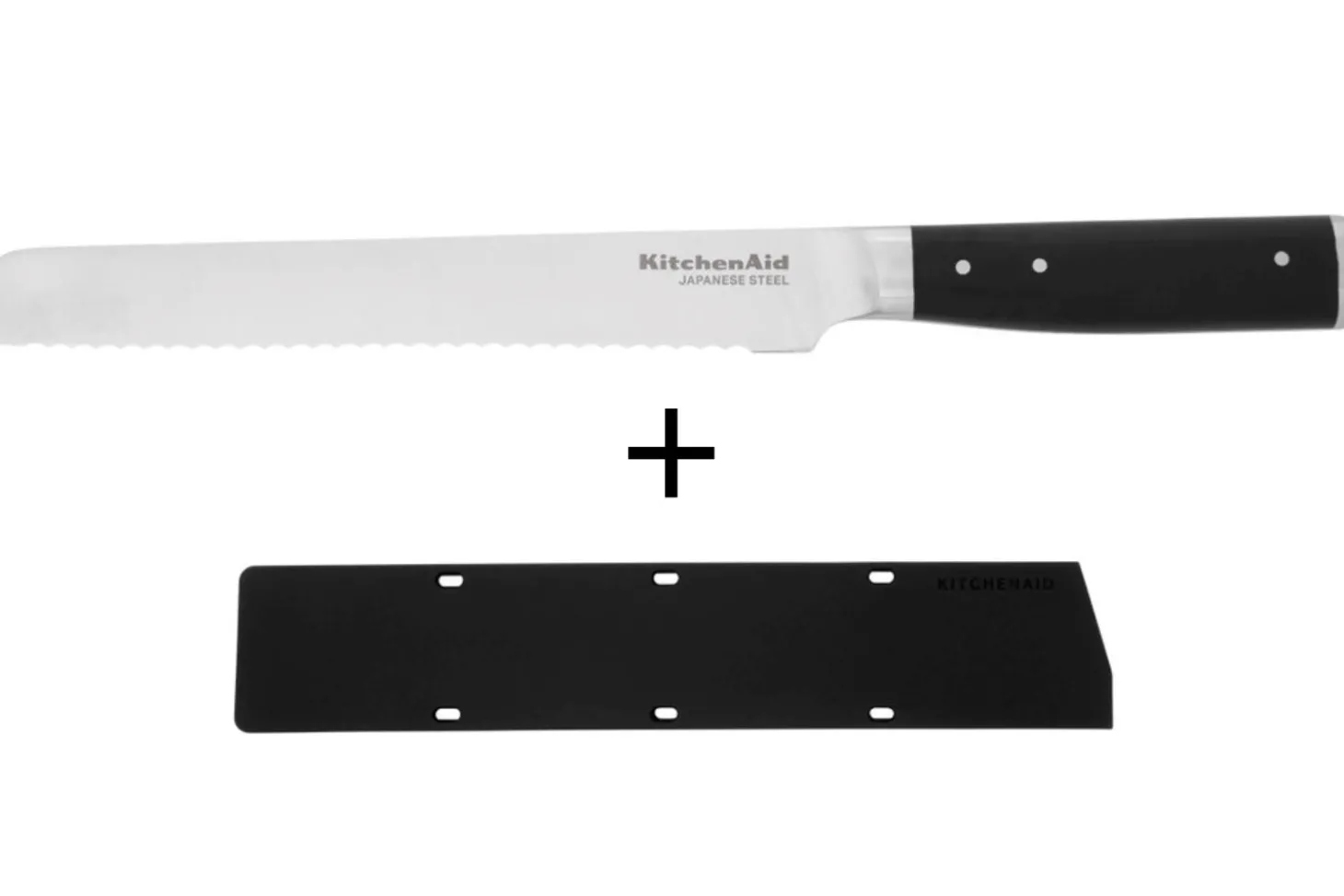 Couteau à pain Kitchen Aid Gourmet lame acier japonais 20cm + étui de protection