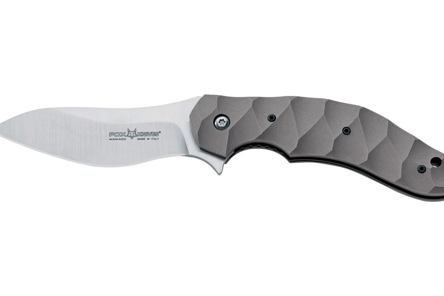 Couteau pliant Ansø FOX FX-302 manche 12cm titanium ondulé + étui