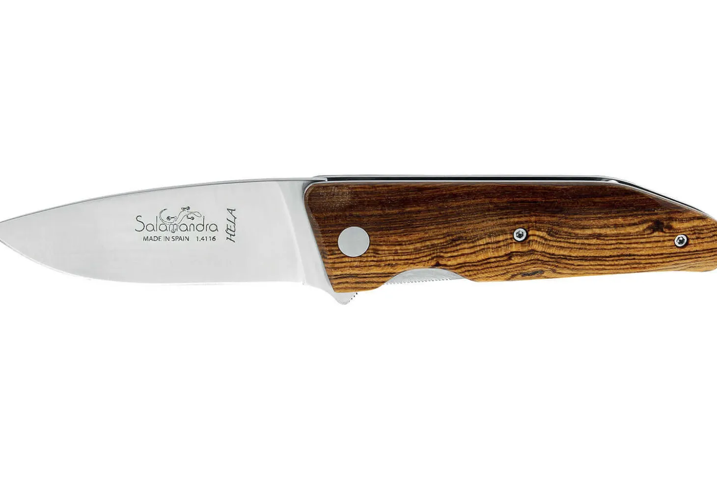 Couteau pliant artisanal Salamandra Hela manche bocote 11cm + étui