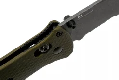 Couteau pliant Benchmade Bailout 537SGY-1 lame semi-dentée manche aluminium anodisé vert 11cm avec brise-vitre