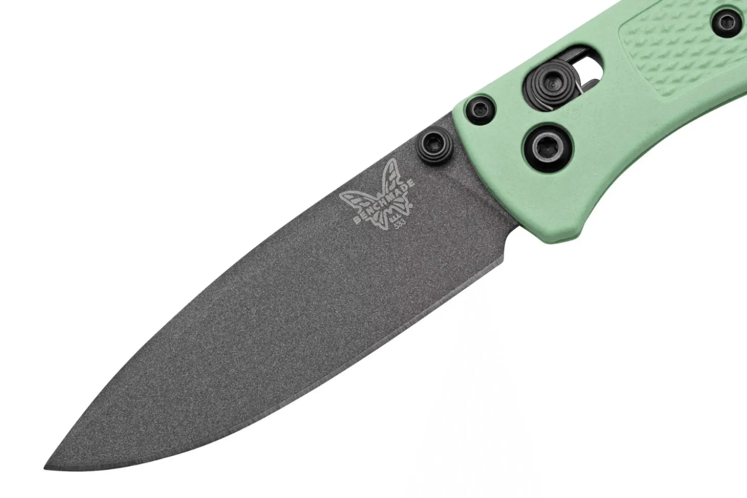 Couteau pliant Benchmade Mini Bugout Sea Foam 533GY-06 lame noire manche Grivory vert 9,4cm