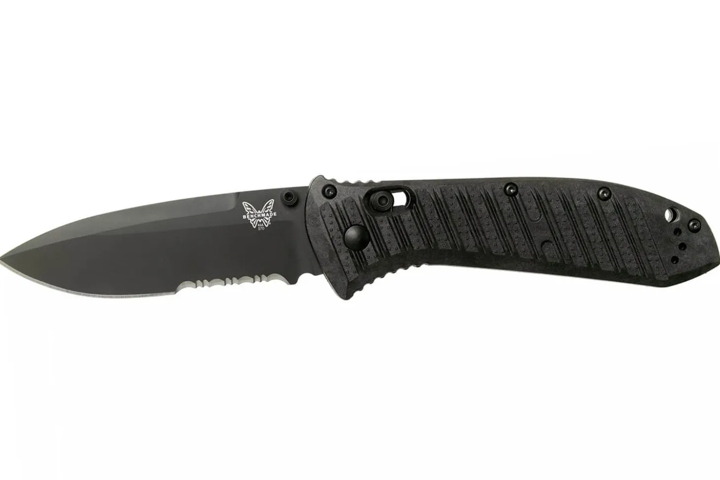 Couteau pliant Benchmade Presidio II 570SBK-1 lame noire semi-dentée 9,5cm avec clip de poche