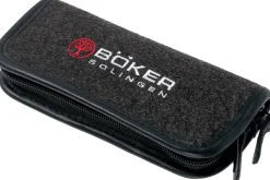 Couteau pliant Böker Barlow Prime Tirpitz Damas 117942DAM manche micarta noir et noyer 8,4cm + étui en feutre