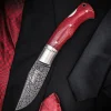Couteau pliant Böker Boxer Damascus 111025DAM manche en micarta bordeaux 10,3cm