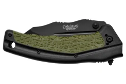 Couteau pliant Camillus FK-7.5 manche en nylon renforcé de verre/caoutchouc thermoplastique noir et vert 11,4cm