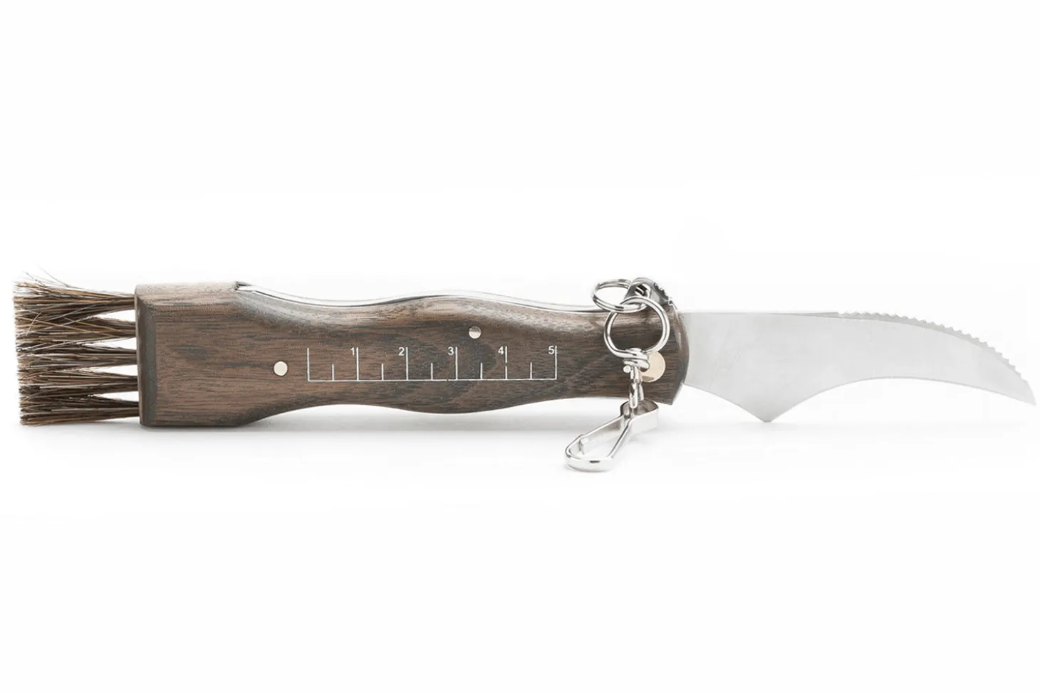Couteau pliant à champignons Maserin manche noyer 11cm + brosse intégrée