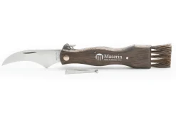 Couteau pliant à champignons Maserin manche noyer 11cm + brosse intégrée
