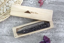 Couteau pliant Charles Canon Lavandiolle manche en lavande de Provence fabriqué en France + coffret en bois