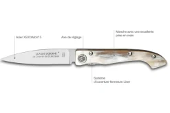 Couteau pliant Compostelle Voie du Puy Claude Dozorme manche corne 12,5cm