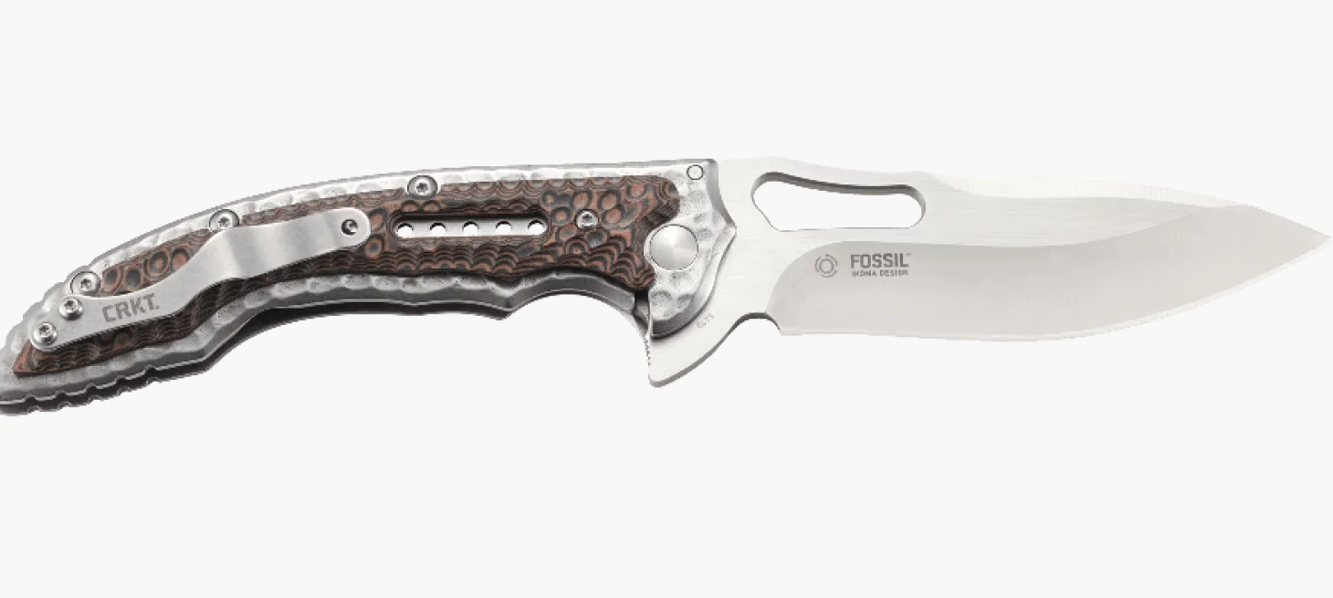 Couteau pliant CRKT FOSSIL 5470 manche martelé 12,6cm
