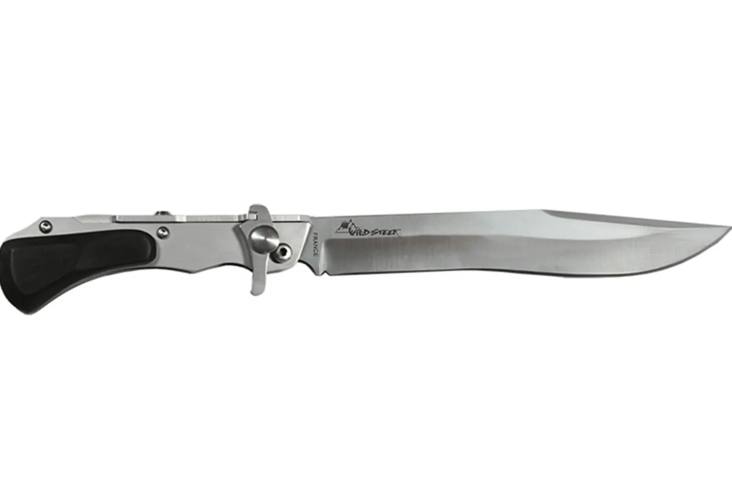 Couteau pliant de chasse Wildsteer W'eStaing WES0106 manche bois d'ébène 13cm + étui en cuir