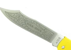 Couteau pliant Douk-Douk 815 acier inox manche métal jaune chromé 11cm