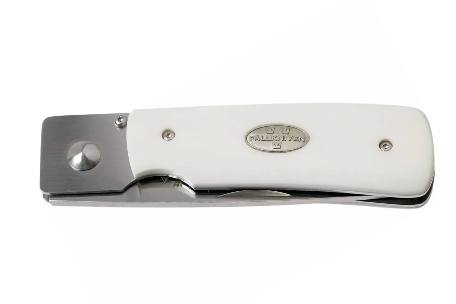Couteau pliant Fallkniven RL1EY manche Elforyn imitation ivoire 9,5cm + étui en daim