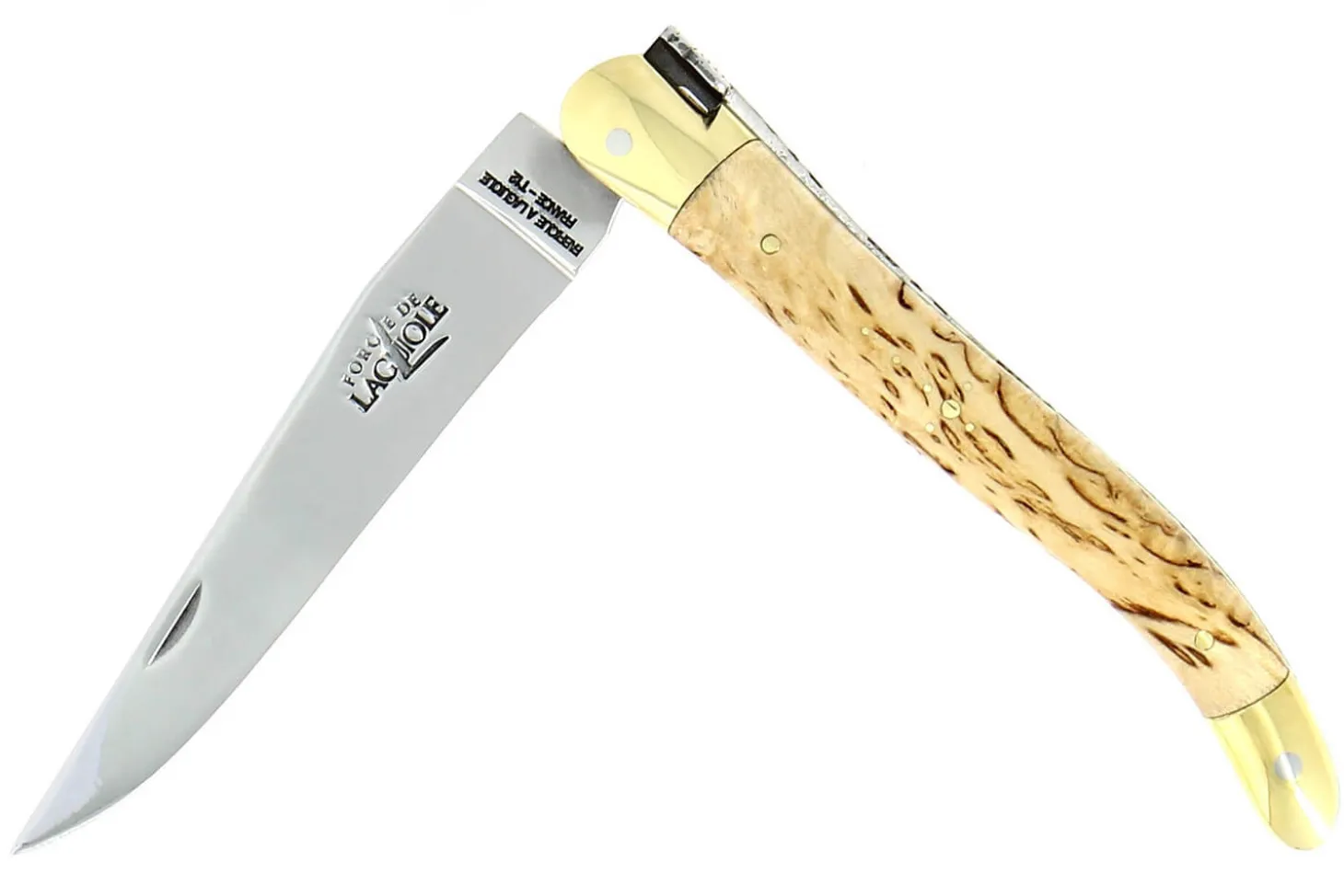 Couteau pliant Forge de Laguiole manche en bouleau 11cm mitres en laiton