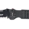 Couteau pliant FOX 1446 Predator 2F à dents manche 12cm forprène noir