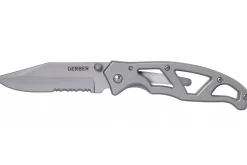 Couteau pliant Gerber Paraframe GE04844 semi-denté manche squelette en acier gris
