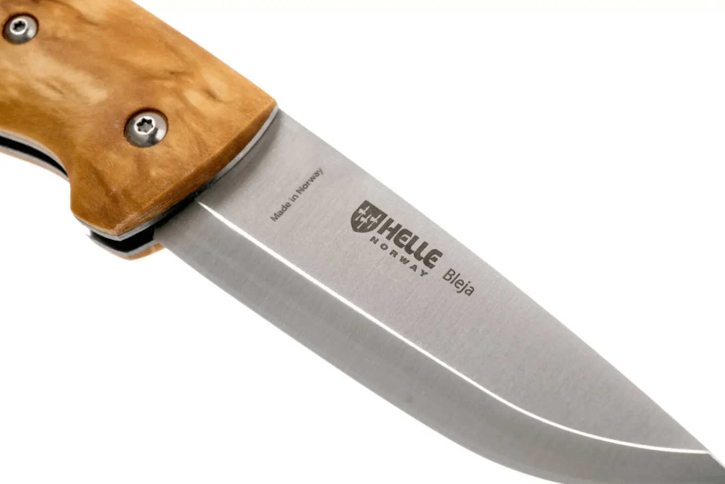 Couteau pliant Helle Bleja H625 manche en bois de bouleau 11,7cm + gaine en cuir