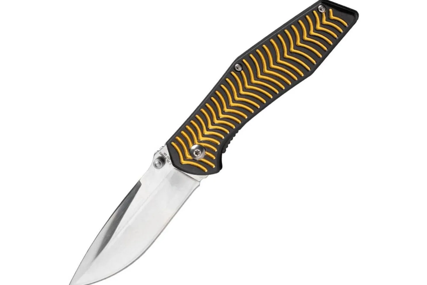 Couteau pliant Herbertz 568512 manche aluminium décor stries dorées 11,5cm