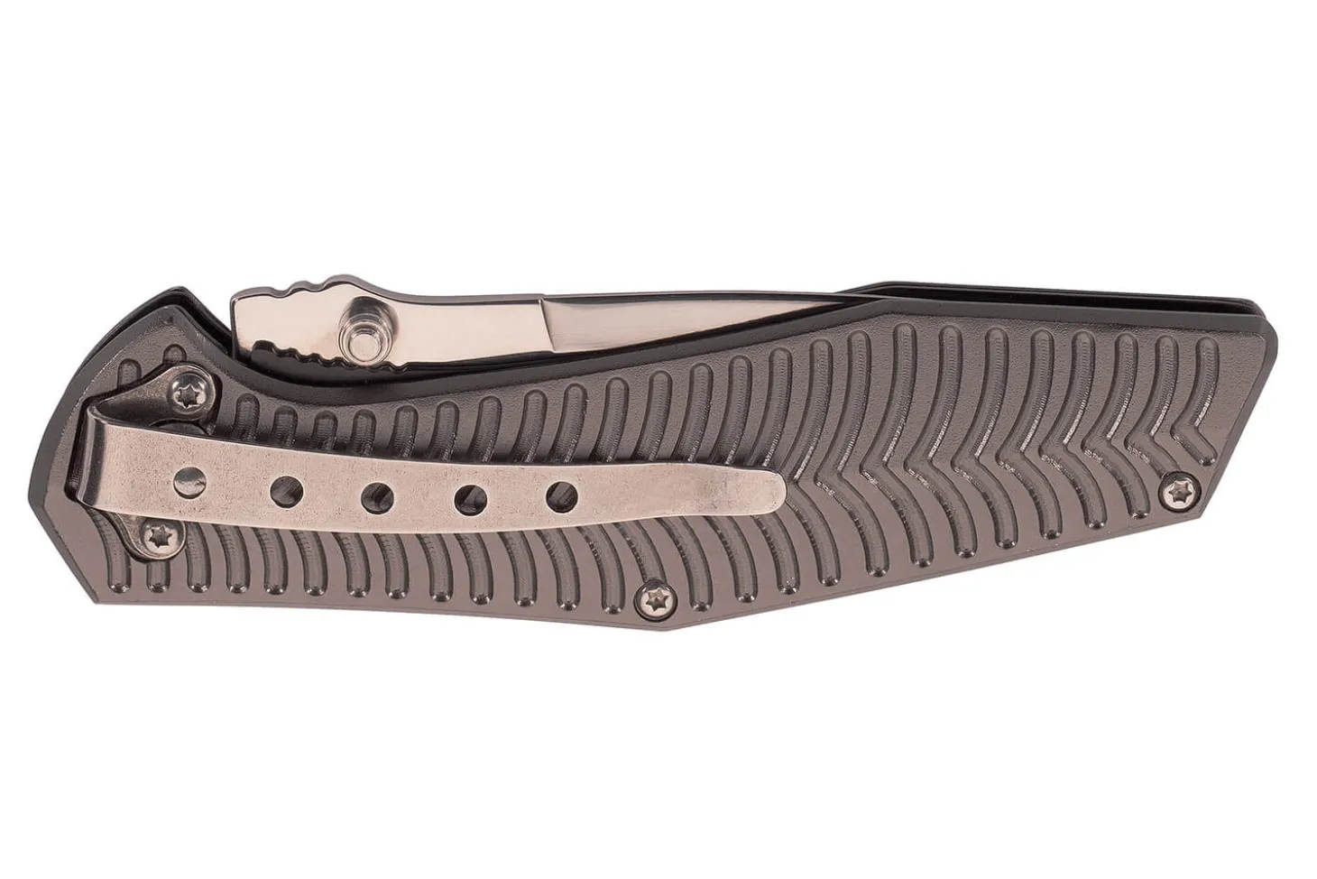 Couteau pliant Herbertz 568512 manche aluminium décor stries dorées 11,5cm