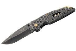 Couteau pliant Herbertz 584612 manche avec index cranté stonewashed sombre tout inox 12cm