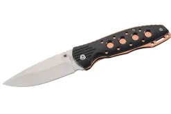 Couteau pliant Herbertz 568411 manche ajouré en alu noir / plaquette inox bronze 11,5cm