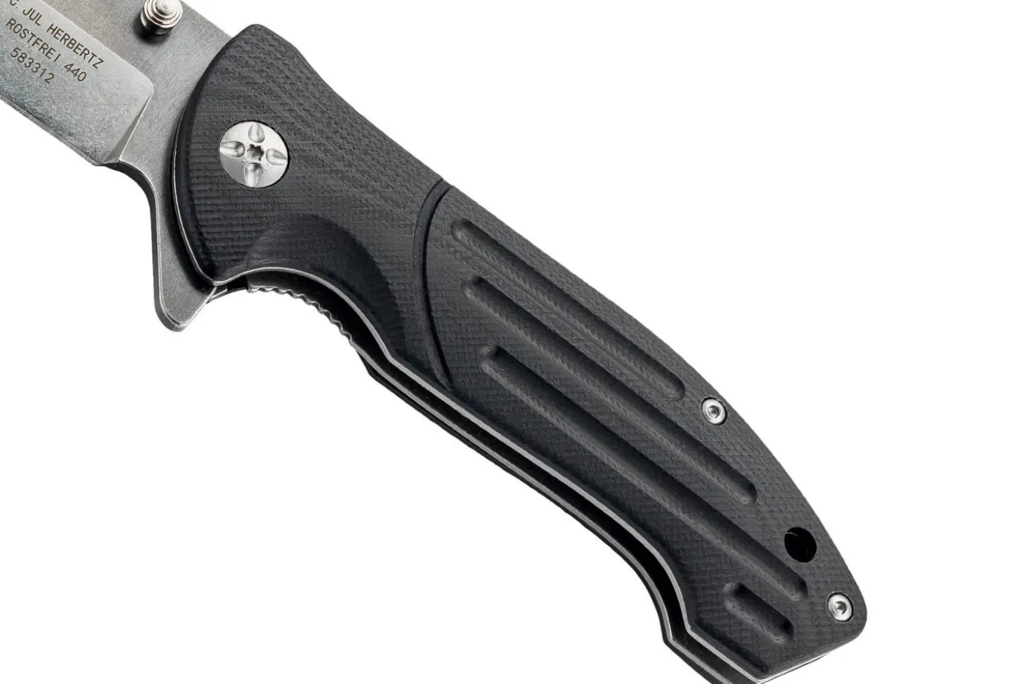 Couteau pliant Herbertz 583312 manche à rainures antidérapantes en G10 11,7cm + étui