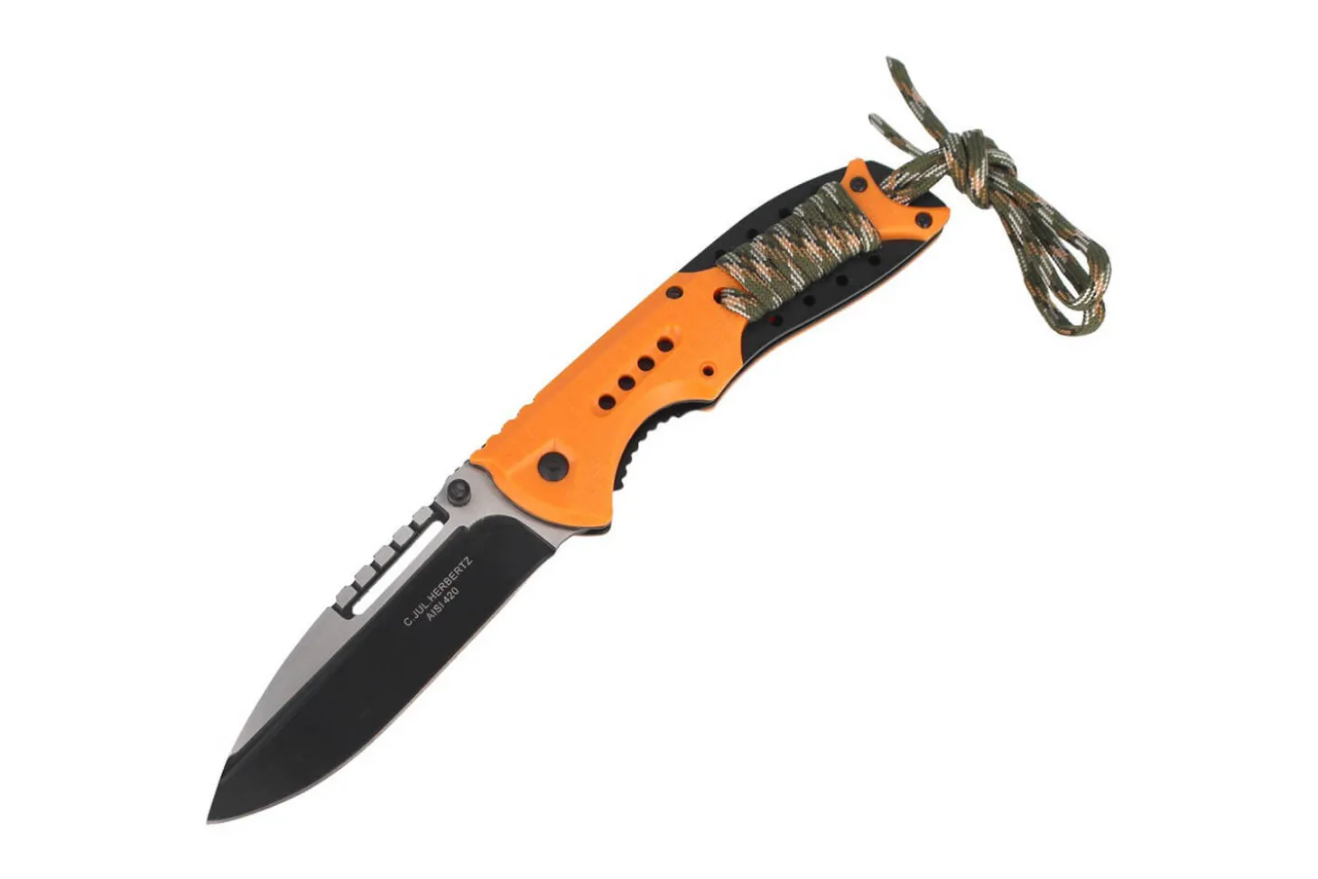 Couteau pliant Herbertz 564712 manche en ABS orange 12cm avec cordon
