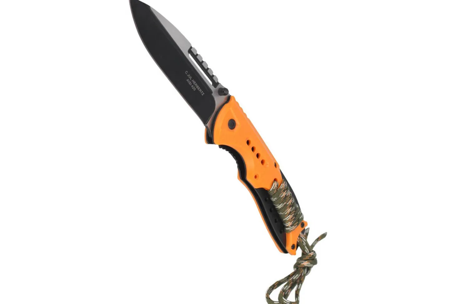Couteau pliant Herbertz 564712 manche en ABS orange 12cm avec cordon