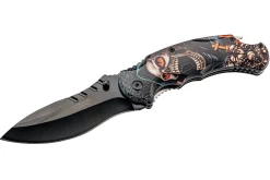 Couteau pliant Herbertz 595012 manche cranté en aluminium motif la grande faucheuse 12cm
