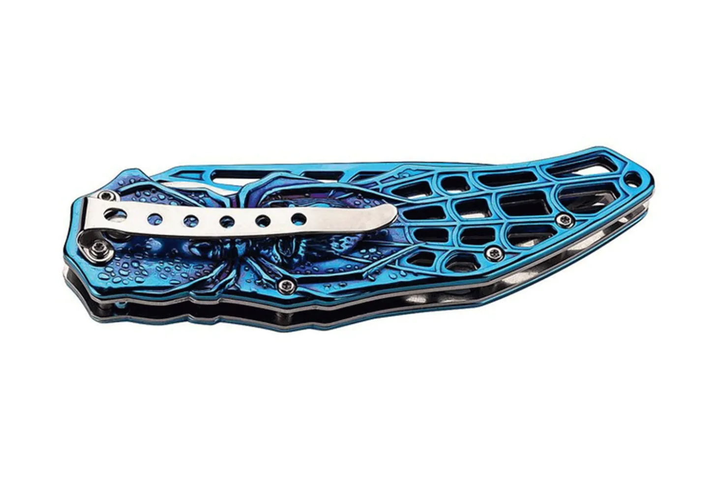 Couteau pliant Herbertz n°586412 manche araignée inox bleu 12cm