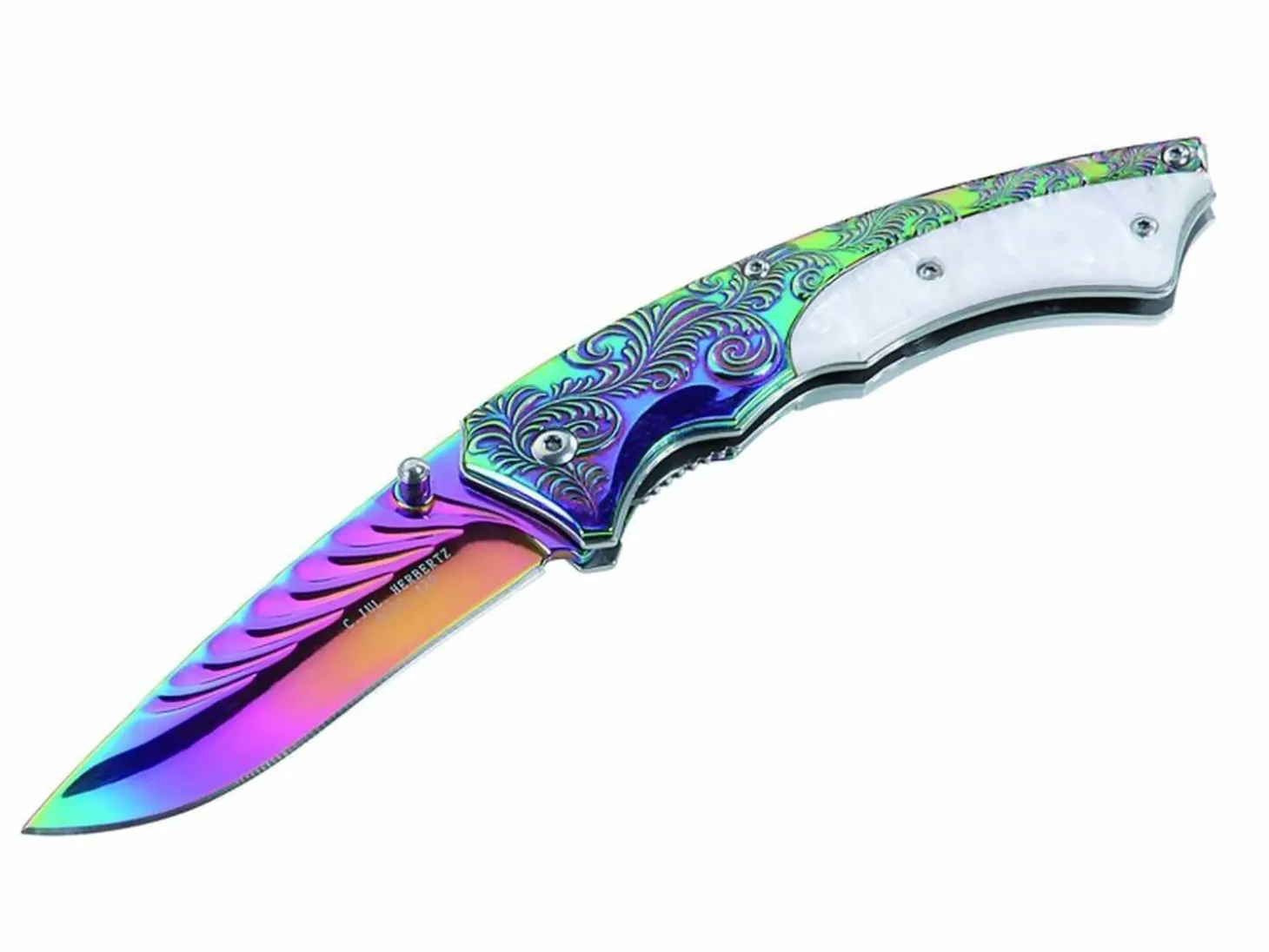 Couteau pliant Herbertz 233511 revêtement titane arc-en-ciel manche 12cm