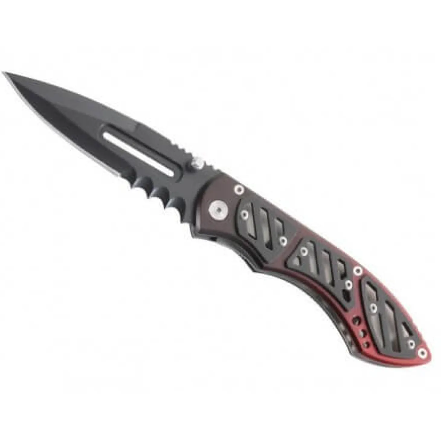 Couteau pliant Herbertz 240811 semi denté manche métal noir/rouge 11cm