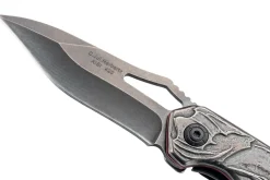 Couteau pliant Herbertz 591912 tout acier inox stonewashed décor tête de mort 11,8cm